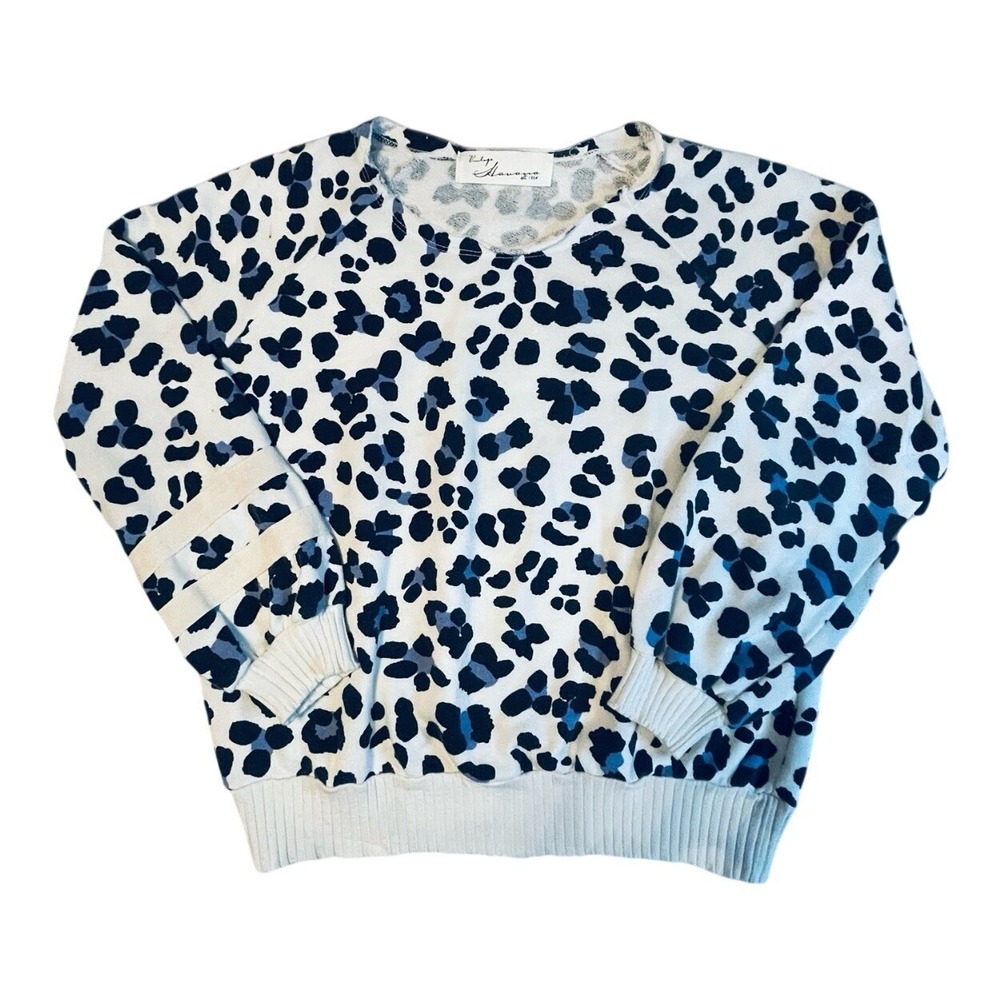Vintage Havana Leopard Print Sweatshirt Womens Small Blue Animal Pullover VM326